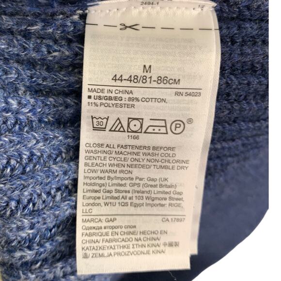 GAP Mens MCotton Blend Shawl Collar Ribbed Blue Strip Cardigan Pockets - Picture 11 of 11